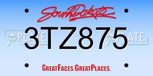 3TZ875 South Dakota License Plate