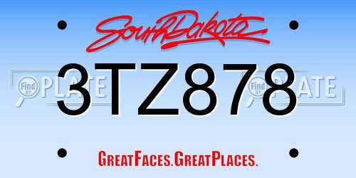3TZ878 South Dakota License Plate