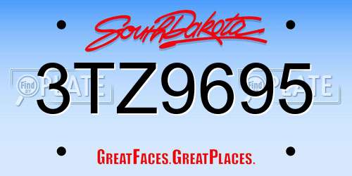 3TZ9695 South Dakota License Plate