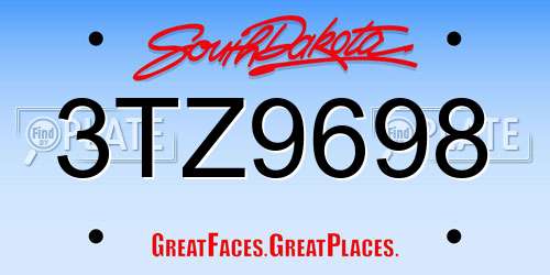 3TZ9698 South Dakota License Plate