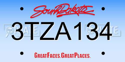 3TZA134 South Dakota License Plate