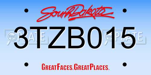 3TZB015 South Dakota License Plate