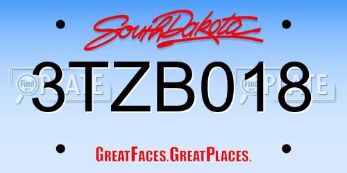3TZB018 South Dakota License Plate