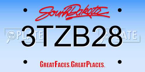 3TZB28 South Dakota License Plate