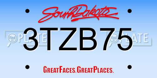 3TZB75 South Dakota License Plate