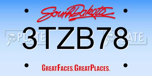 3TZB78 South Dakota License Plate