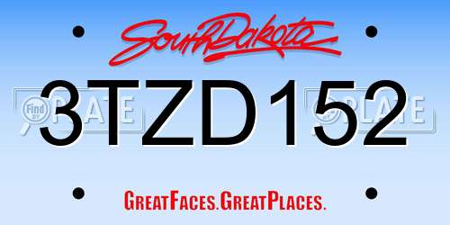 3TZD152 South Dakota License Plate
