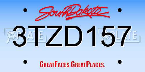 3TZD157 South Dakota License Plate