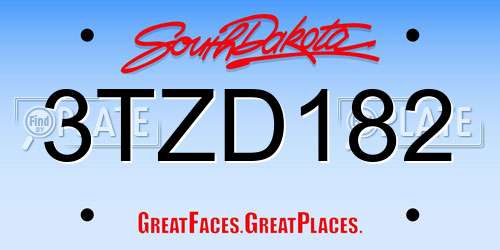3TZD182 South Dakota License Plate