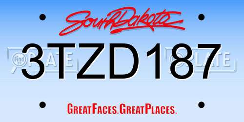 3TZD187 South Dakota License Plate