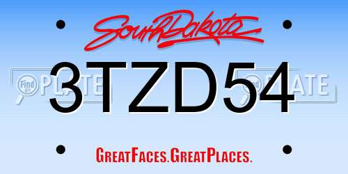 3TZD54 South Dakota License Plate