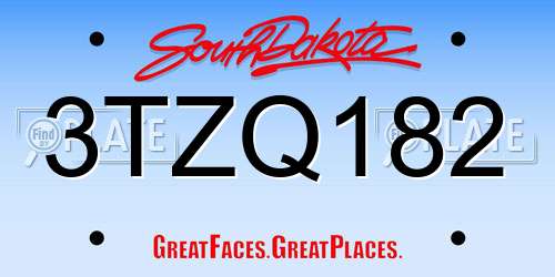 3TZQ182 South Dakota License Plate