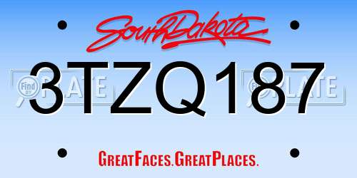 3TZQ187 South Dakota License Plate