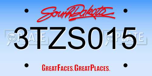 3TZS015 South Dakota License Plate