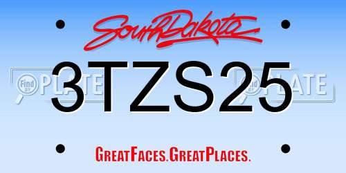 3TZS25 South Dakota License Plate