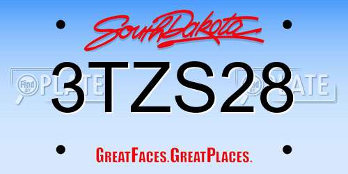 3TZS28 South Dakota License Plate