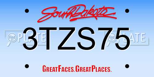 3TZS75 South Dakota License Plate