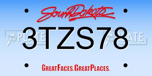 3TZS78 South Dakota License Plate