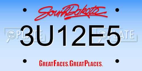 3U12E5 South Dakota License Plate