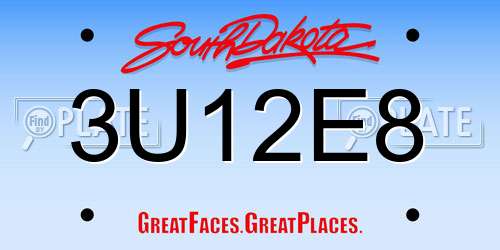 3U12E8 South Dakota License Plate