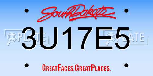 3U17E5 South Dakota License Plate