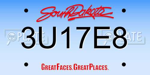 3U17E8 South Dakota License Plate