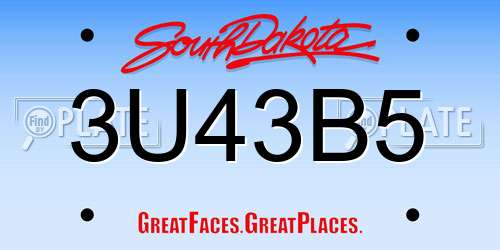 3U43B5 South Dakota License Plate