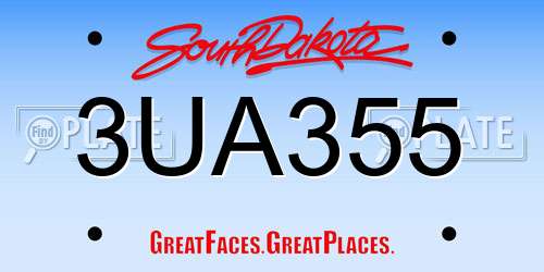 3UA355 South Dakota License Plate