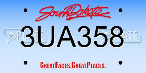 3UA358 South Dakota License Plate