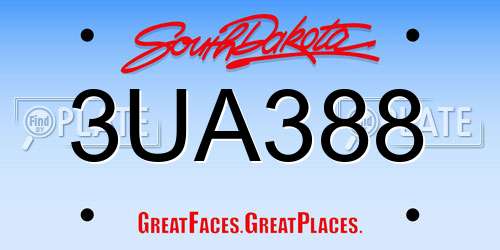 3UA388 South Dakota License Plate