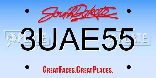 3UAE55 South Dakota License Plate