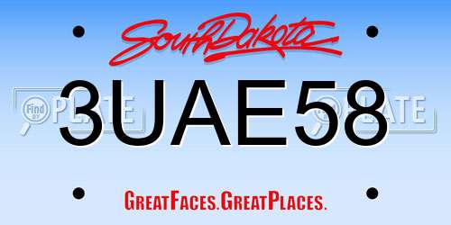 3UAE58 South Dakota License Plate