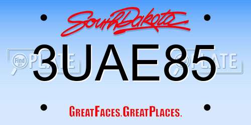 3UAE85 South Dakota License Plate