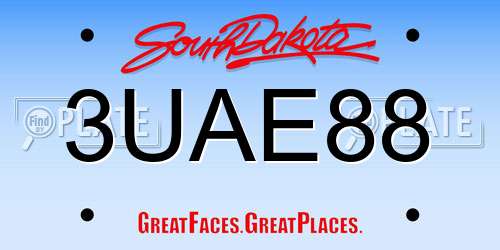 3UAE88 South Dakota License Plate