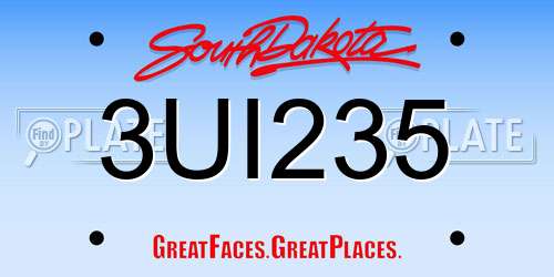 3UI235 South Dakota License Plate