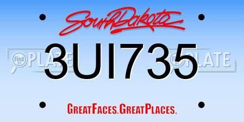 3UI735 South Dakota License Plate