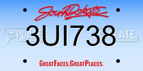 3UI738 South Dakota License Plate