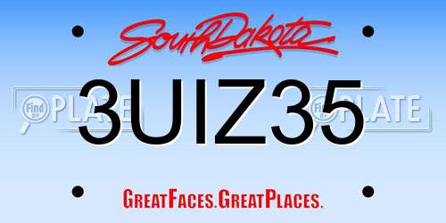 3UIZ35 South Dakota License Plate