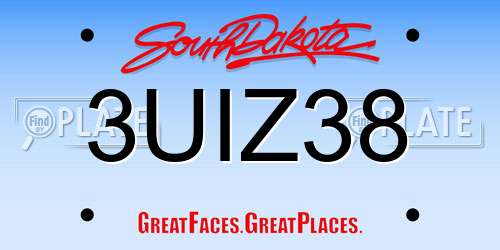 3UIZ38 South Dakota License Plate