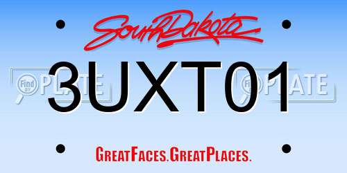 3UXT01 South Dakota License Plate