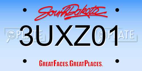 3UXZ01 South Dakota License Plate