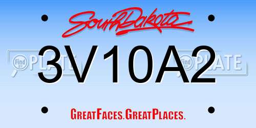 3V10A2 South Dakota License Plate