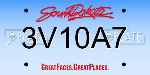 3V10A7 South Dakota License Plate
