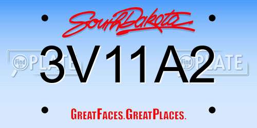 3V11A2 South Dakota License Plate