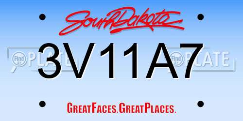 3V11A7 South Dakota License Plate