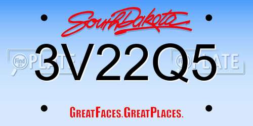 3V22Q5 South Dakota License Plate
