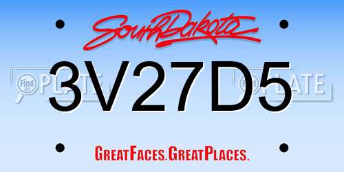 3V27D5 South Dakota License Plate