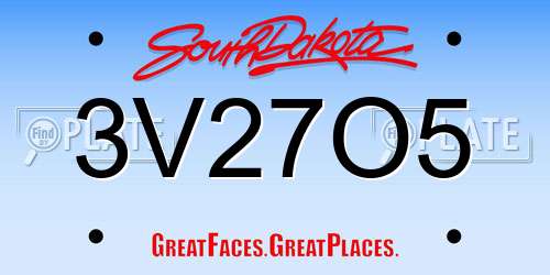 3V27O5 South Dakota License Plate