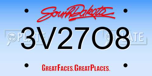 3V27O8 South Dakota License Plate