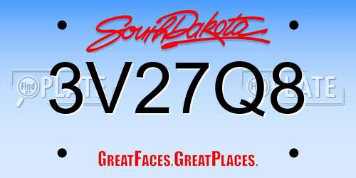 3V27Q8 South Dakota License Plate